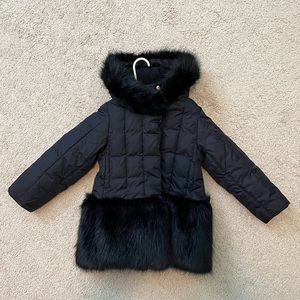 JCrew Navy Fur Coat Toddler